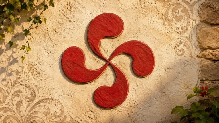 Croix basque rouge - Lauburu, symbole traditionnel du Pays Basque