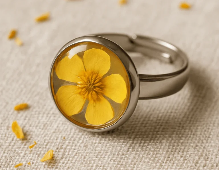 Bague acier inoxydable et bouton d'or