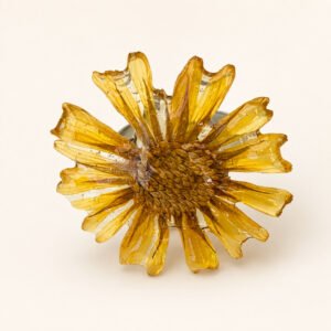 Bague bohème en fleur d'anthémis jaune