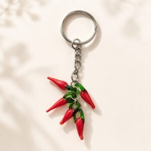 Bijou de sac Alaia - 5 piments rouges en verre